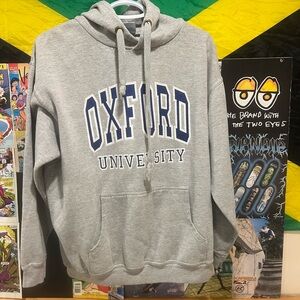 Oxford University Gray Hoodie with Blue Accents